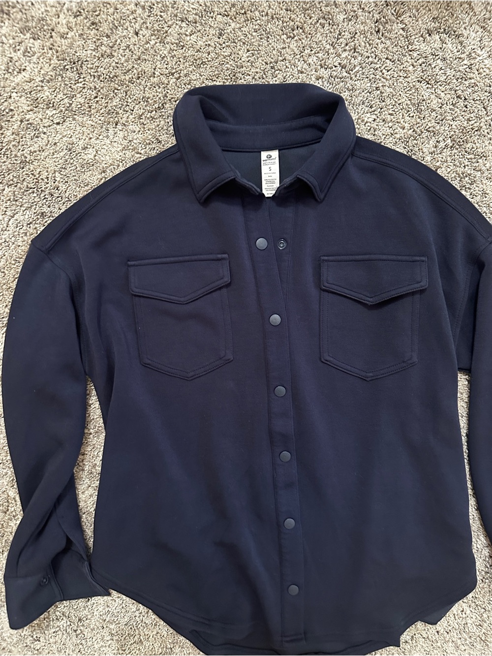 #165 90 Degree By Reflex Navy Long-Sleeve Button-Down Shirt Jacket - Picture 3 of 8